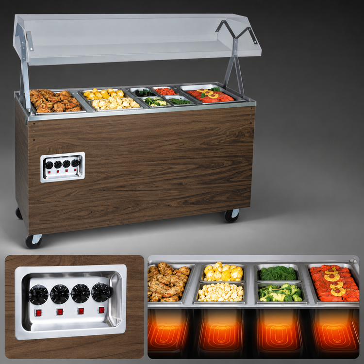 Product image #3 for Vollrath 2-Series Affordable Portable 4-Well 60" Hot Food Station with Buffet Breath Guard
