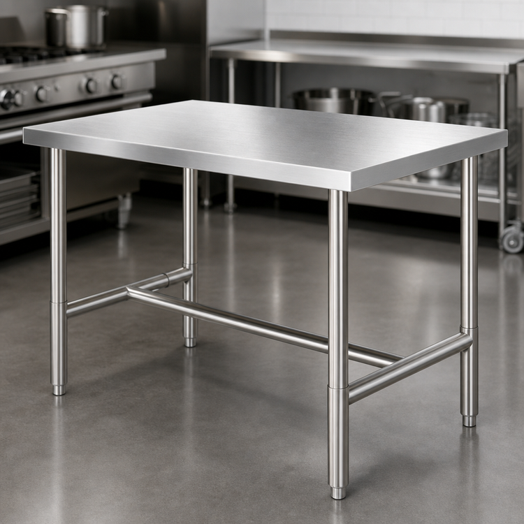 Product image #3 for Klinger's Trading 48 Inch x 18 Inch 18-Gauge 430 Stainless Steel Open Base Work Table