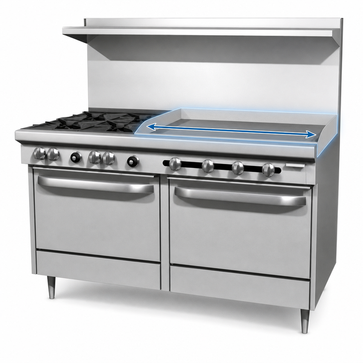 Product image #3 for Southbend S-Series 60-Inch Gas Restaurant Range with 2 Open Burners, 48-Inch Griddle, and 2 Convection Ovens