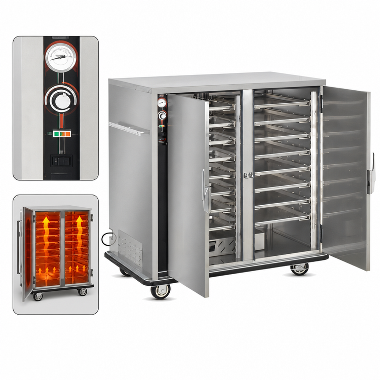 Product image #3 for FWE Mobile Insulated Heated Holding Cabinet with 2 Doors, Humi-Temp Heat System and Universal Tray Slides