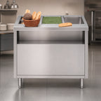 Thumbnail image #3 for Dinex DXPDME6DS 6-Well Electric Stationary Hot Food Table with Enclosed Base, Stainless Steel, 86 Inches