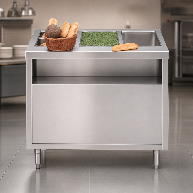 Product image #3 for Dinex ServeXpress 6-Well Electric Stationary Hot Food Table with Enclosed Base, 86 Inches