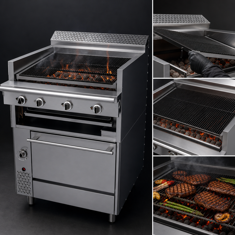 Product image #3 for Garland Cuisine Series Heavy-Duty 36-Inch Natural Gas Briquette Charbroiler Range with Standard Oven and Adjustable Grates