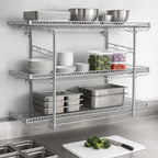 Thumbnail image #3 for Eagle Group QuadTruss S2-3B-SSW1848C 3-Tier Wall-Mounted Open Wire Shelf Kit with Stud Brackets, 48 x 18 in, Chrome