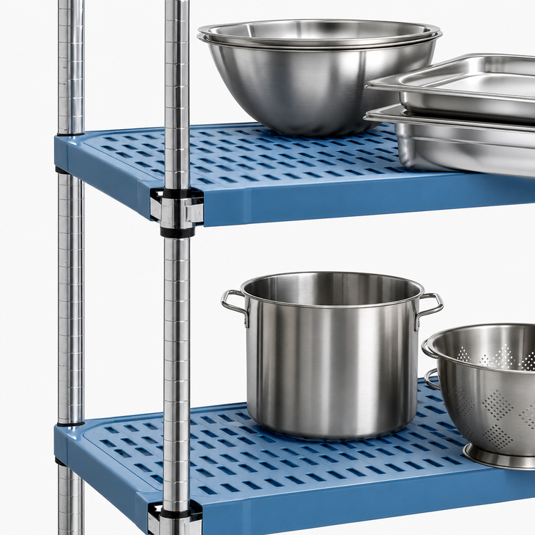 Product image #3 for Eagle Group QuadPLUS Solid Polymer Shelf Mat with Wire QuadTruss Frame, 72 x 18 Inches, Blue
