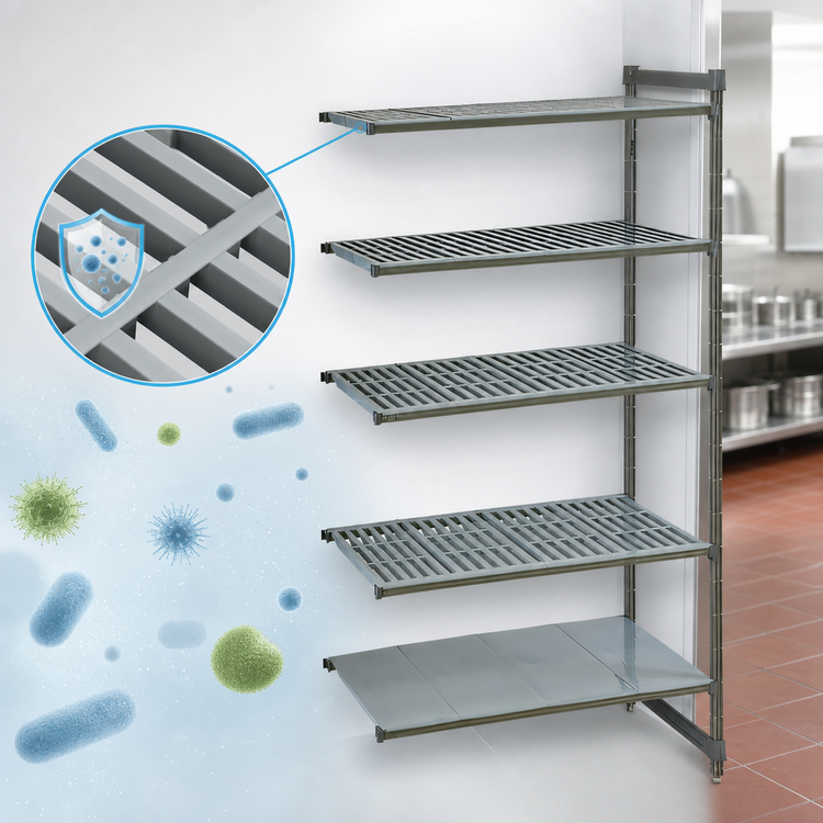 Product image #3 for Cambro Camshelving Basics Plus 21-Inch x 48-Inch x 84-Inch 5-Tier Add-On Polymer Shelving Unit with Vented and Solid Shelves