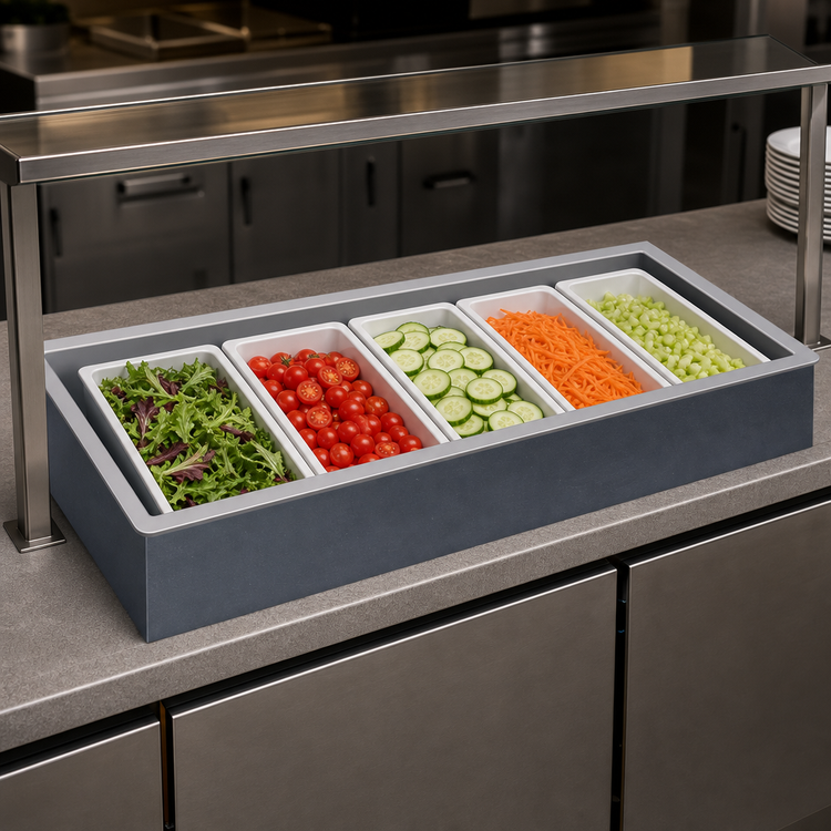 Product image #3 for Vollrath 36453 5-Pan Drop-In Non-Refrigerated Ice-Cooled Cold Pan, 68 x 26 Inches