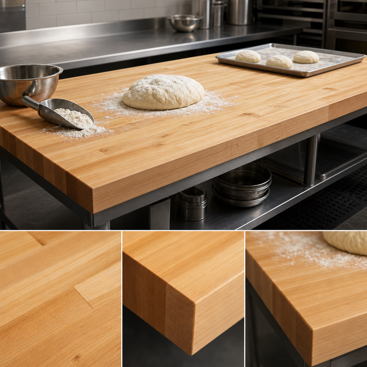 Product image #3 for John Boos 96" x 42" Laminated Northern Hard Rock Maple Edge Grain Work Table Top, 1-3/4" Thick
