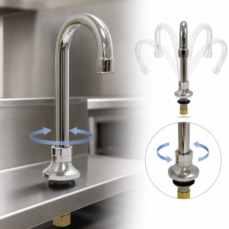 Product image #3 for Advance Tabco 3-1/2 Inch Swivel Gooseneck Deck Mount Faucet Spout