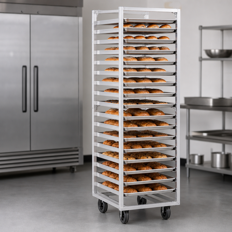 Product image #3 for New Age Heavy-Duty Open Frame Roll-In Refrigerator/Proofer Rack for 18 x 26 Pans, 18-Pan Capacity, End Load