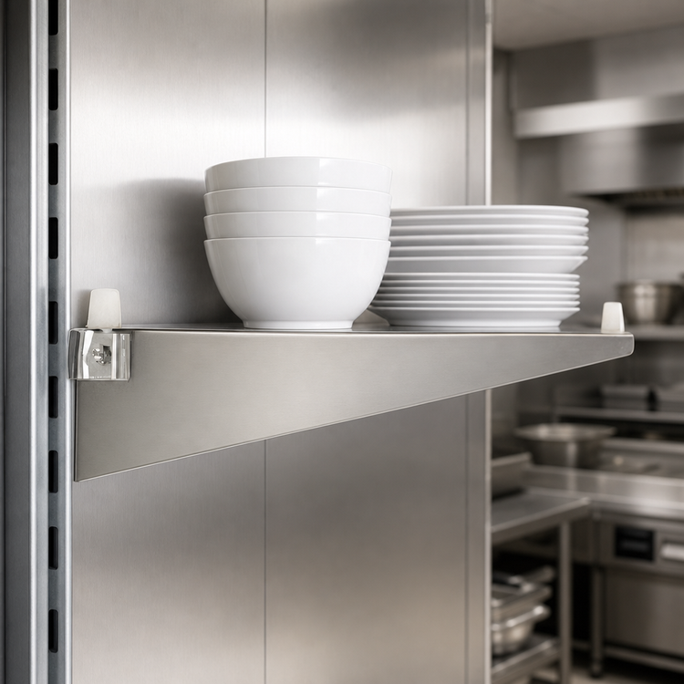 Product image #3 for Eagle Group Left-Hand Single Knob Shelf Bracket for Cantilevered Shelving, 18 Inch, Stainless Steel, 465 lb. Capacity