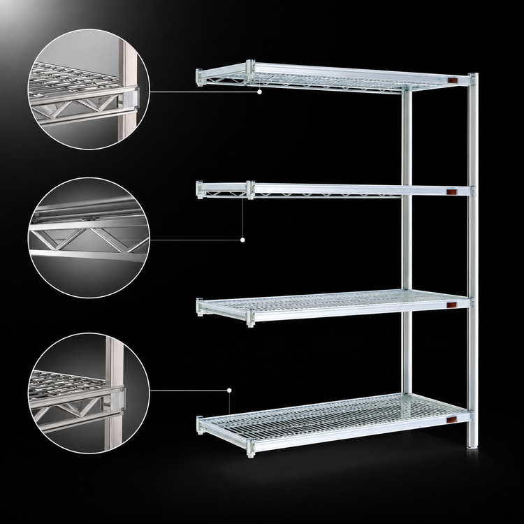 Product image #3 for Eagle Group 4-Tier Add-On Wire Shelving Unit, 72 x 18 x 74 Inches, Stainless Steel