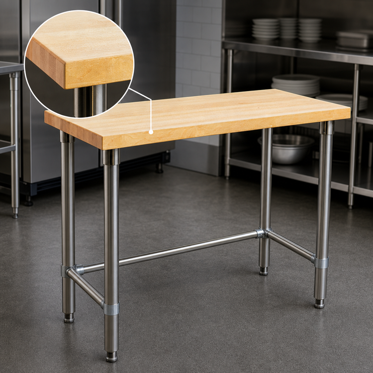 Product image #3 for Eagle Group 48 x 24 Inch Wood Top Work Table with Stainless Steel Tubular Base