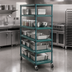 Thumbnail image #3 for QuadPLUS 5-Tier Mobile Starter Wire Shelving Unit, 60 x 21 x 74 Inches, Green Epoxy Finish