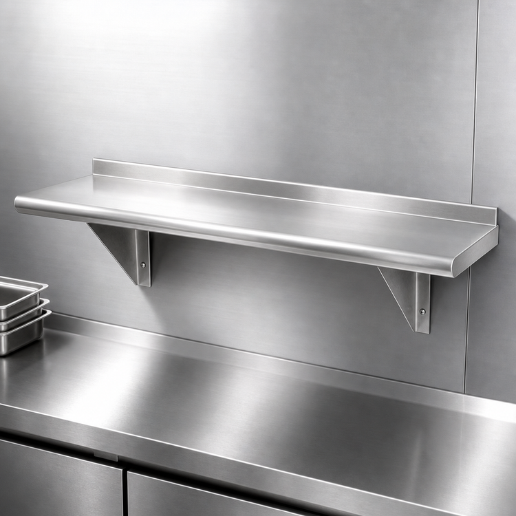 Product image #3 for Advance Tabco Wall-Mounted Stainless Steel Shelf, 36" W x 12" D, 16 Gauge, Satin Finish