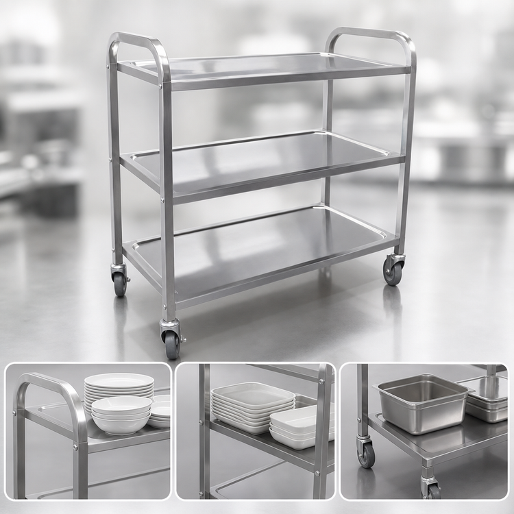 Product image #3 for Omcan 3-Shelf Stainless Steel Knock-Down Bussing Cart