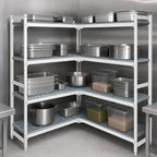Thumbnail image #3 for Fermod Fermostock 4R47A83-CE 4-Tier Polymer Shelving Corner Expansion Unit, 47W x 14D x 83H, Gray, 800 lb. Capacity per Shelf