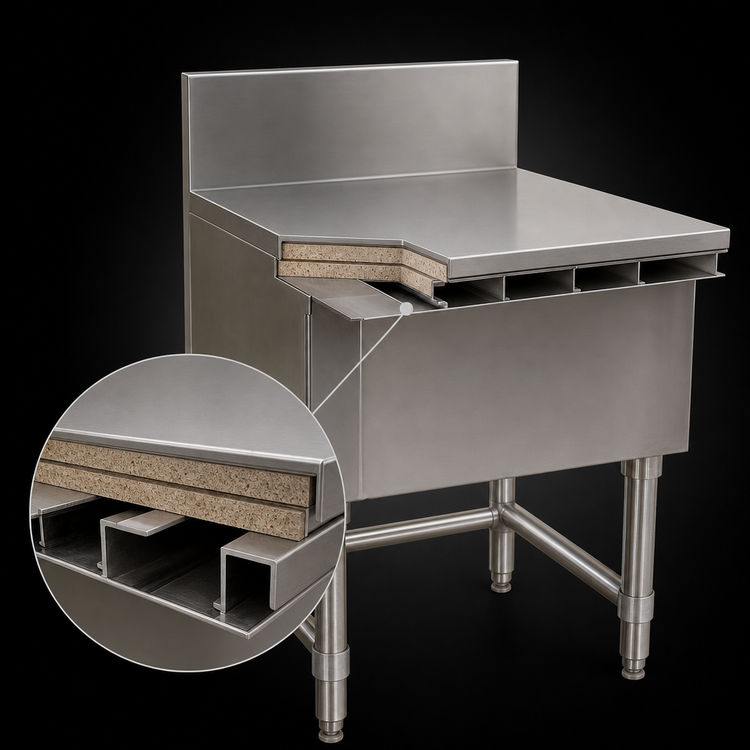 Product image #3 for Eagle Group Spec-Bar 60-Inch x 19-Inch Reinforced Stainless Steel Filler Board