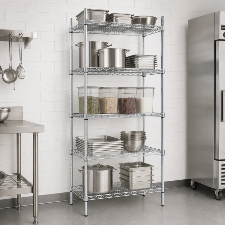 Product image #3 for Eagle EAGLEbrite 5-Tier Stationary Starter Wire Shelving Unit, 30"W x 24"D x 74"H, Zinc Finish