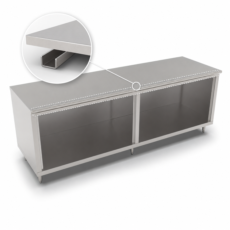 Product image #3 for John Boos Open Front Cabinet Base Work Table, 96 In. W x 24 In. D, 16-Gauge Stainless Steel Top