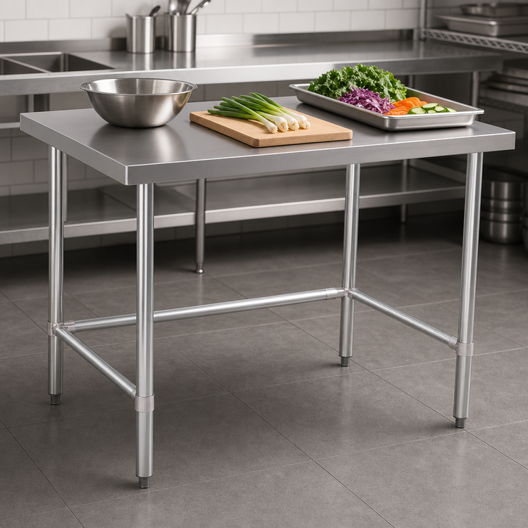 Product image #3 for 30 x 24-Inch 18-Gauge Stainless Steel Flat Top Open Base Work Table