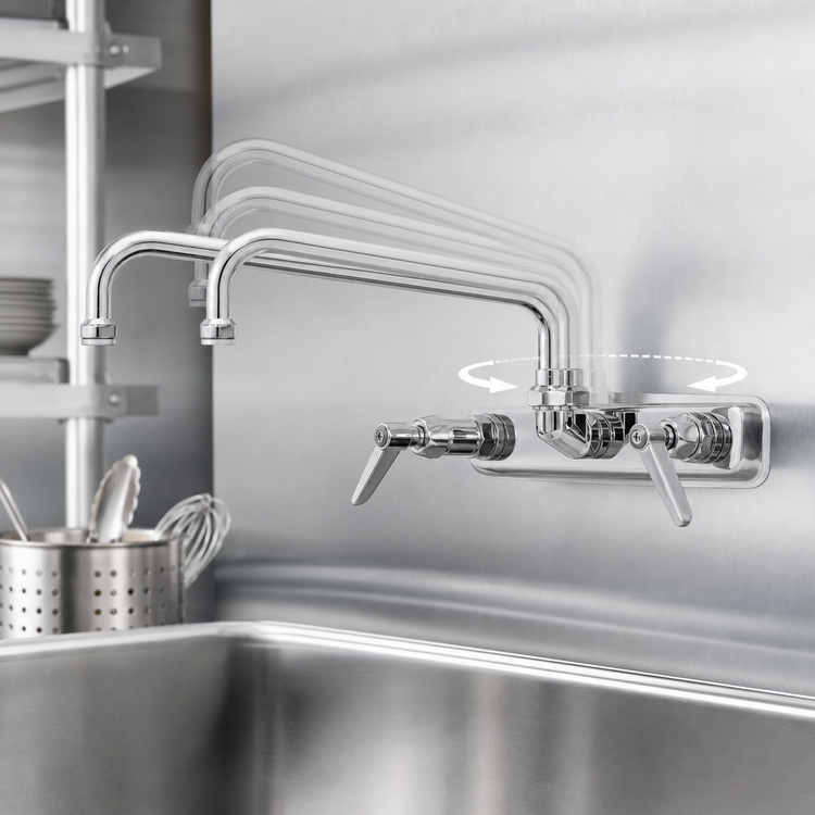 Product image #3 for T&S Brass B-1118-M Backsplash-Mounted Workboard Faucet with 12-Inch Swing Nozzle, 4-Inch Centers