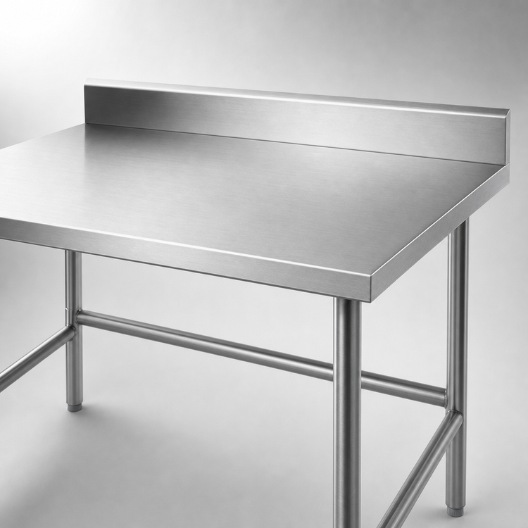 Product image #3 for Advance Tabco 72-Inch x 30-Inch 16-Gauge 430 Stainless Steel Work Table with 5-Inch Backsplash