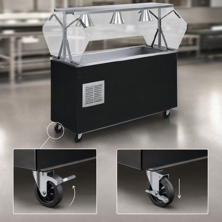 Product image #3 for Vollrath 2-Series Affordable Portable Mobile Refrigerated Cold Food Pan Buffet Station, 4-Pan, 60 Inch Wide, with Clear Acrylic Breath Guard