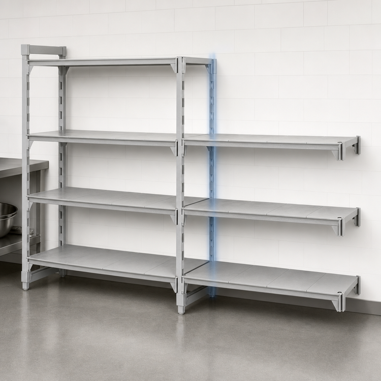 Product image #4 for Camshelving Premium 4-Shelf Solid Add-On Polymer Shelving Unit, 21" x 48" x 84", Speckled Gray