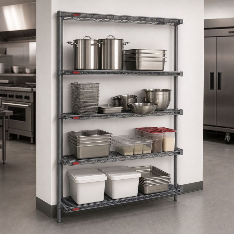 Product image #3 for Eagle Valu-Master A4-74-2460V 60 x 24 x 74-Inch 4-Tier Wire Add-On Shelving Unit, Pewter Gray Epoxy