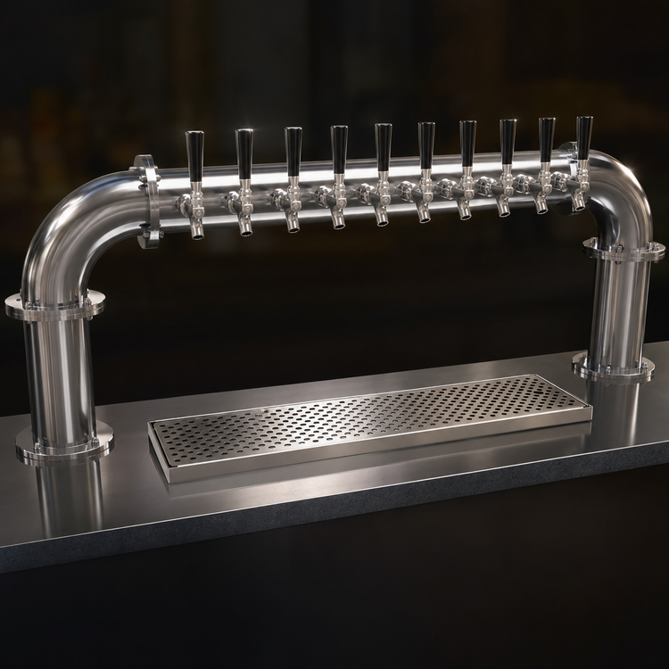 Product image #3 for Glastender 2-Column Pipe Pass-Thru Countertop Draft Dispensing Tower, 10 Faucets, Glycol-Cooled