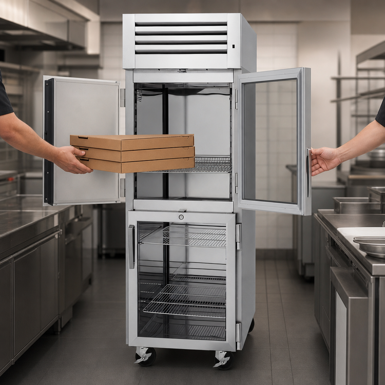 Product image #4 for Turbo Air PRO Series Pass-Thru Heated Pizza Holding Cabinet, 1 Section, 27 Cu. Ft., Half-Height Glass Front and Solid Rear Doors