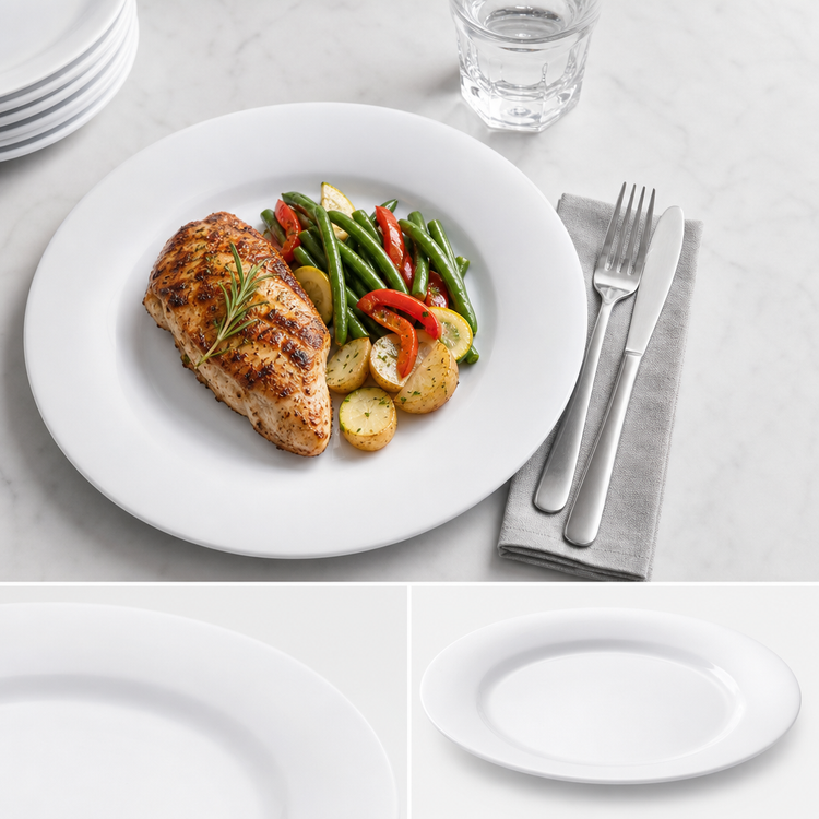 Product image #3 for Sierrus™ 12-Inch White Round Wide Rim Melamine Dinner Plate