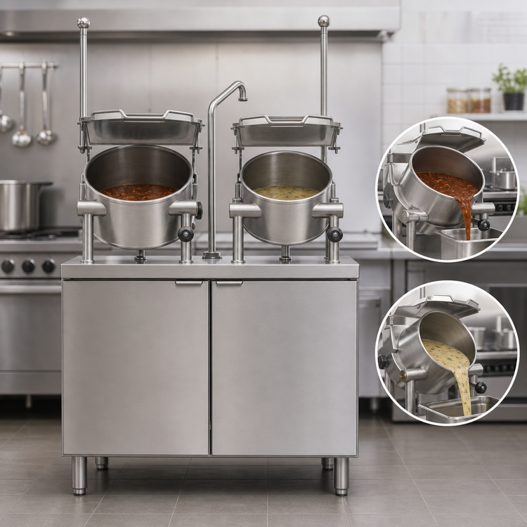 Product image #3 for Crown EMT-10-6 Electric 10 Gallon and 6 Gallon Tilting Kettle & Cabinet Assembly