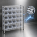 Thumbnail image #3 for Quantum Conductive Bin Wire Shelving System with 25 Clear Bins, 36W x 12D x 36H, Chrome Plated