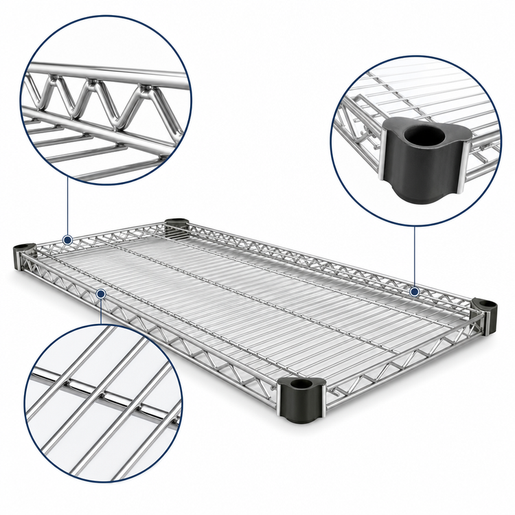 Product image #3 for QuadTruss Quad-Adjust Wire Shelf, 48 x 18 Inches, Stainless Steel Finish