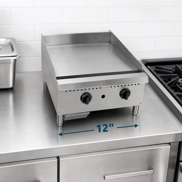 Product image #3 for Comstock-Castle 12-Inch Countertop Gas Griddle, Smooth Steel Plate, Manual Controls, 30,000 BTU