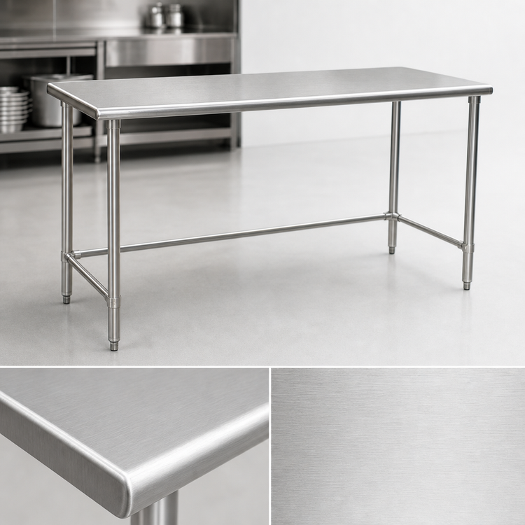 Product image #3 for Eagle BlendPort Budget Series 72 Inch x 30 Inch 430 Stainless Steel Top Work Table with Open Base