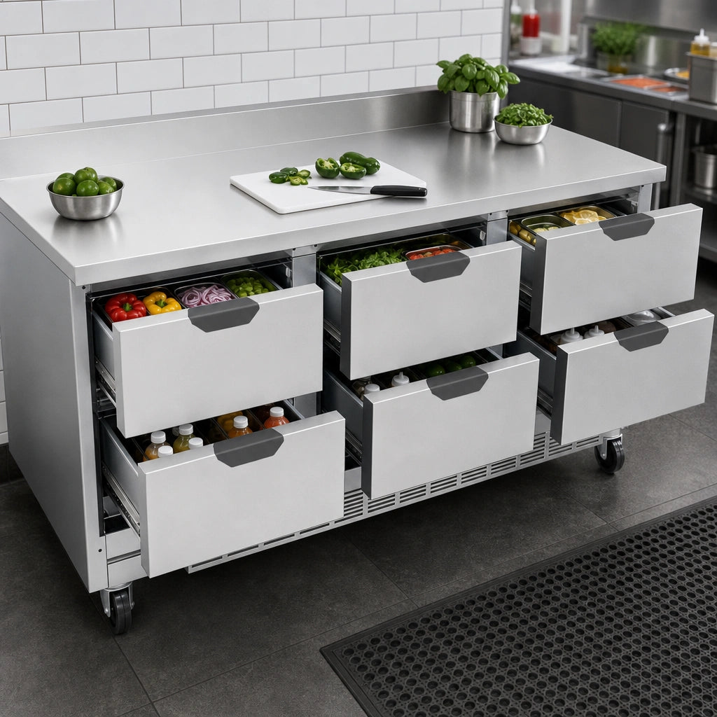 Three-Section, Six-Drawer Layout