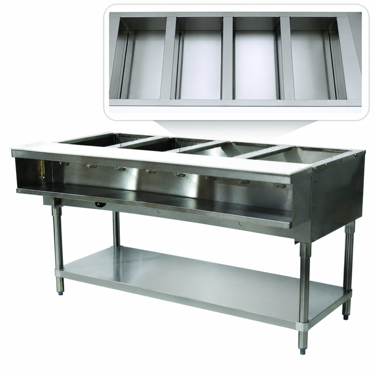 Product image #3 for Advance Tabco Triumph (Supreme) 4-Well Natural Gas Water Bath Hot Food Table with Open Base and Undershelf