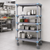 Thumbnail image #3 for Quantum Millenia Mobile Polymer Shelving Starter Unit with 4 Open Grid Shelves, 54W x 18D x 74H