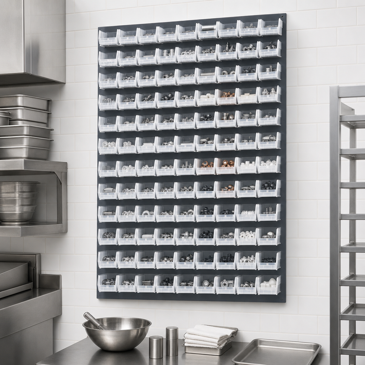 Product image #3 for Wall-Mounted Louvered Panel Starter Unit with 120 Clear Bins