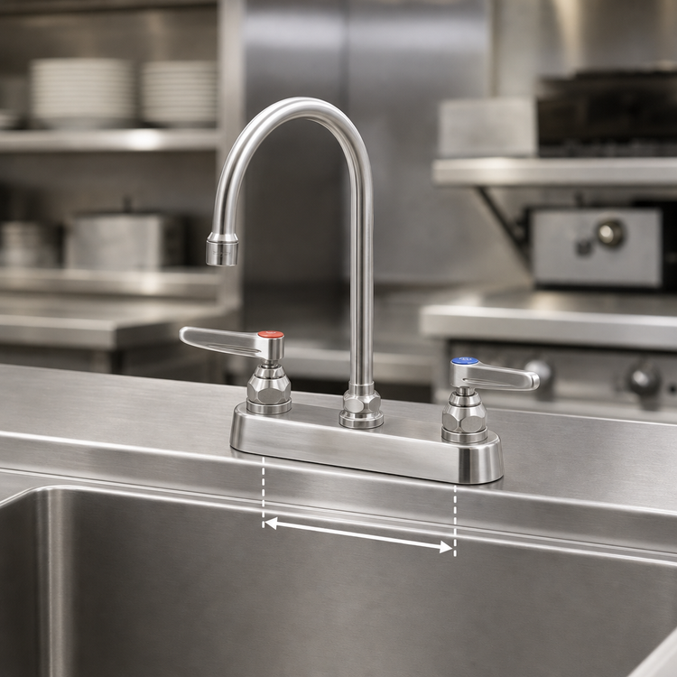 Product image #3 for EverSteel 8-Inch Deck Mount Stainless Steel Workboard Mixing Faucet with 5 3/4-Inch Swivel Gooseneck and 2.2 GPM Aerator