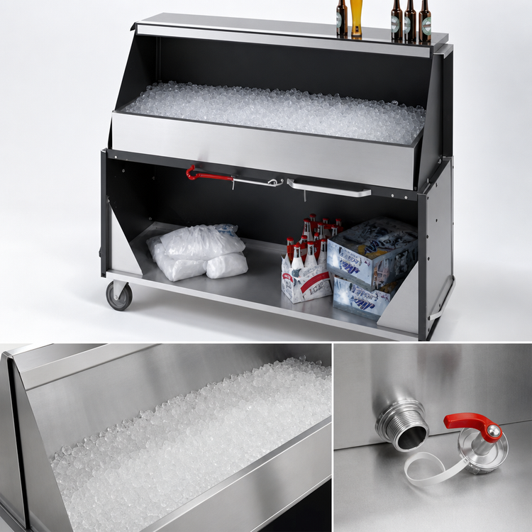 Product image #3 for Dinex DXPPB560IBFFW Full Length Ice Bin Portable Bar with Cabinets, Frost White