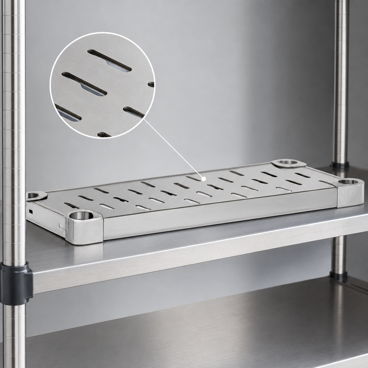 Product image #4 for Quik-Set Louvered Solid Shelf, 60-Inch x 18-Inch, 304 Stainless Steel