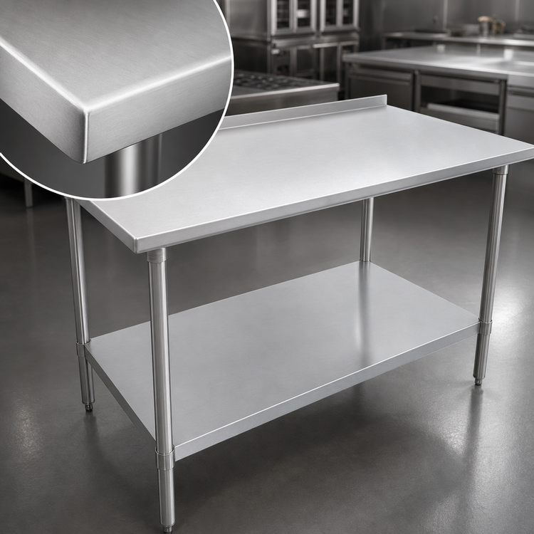 Product image #3 for John Boos Stallion 72 x 36-Inch Stainless Steel Top Work Table with 1-1/2-Inch Rear Up-Turn and Adjustable Undershelf