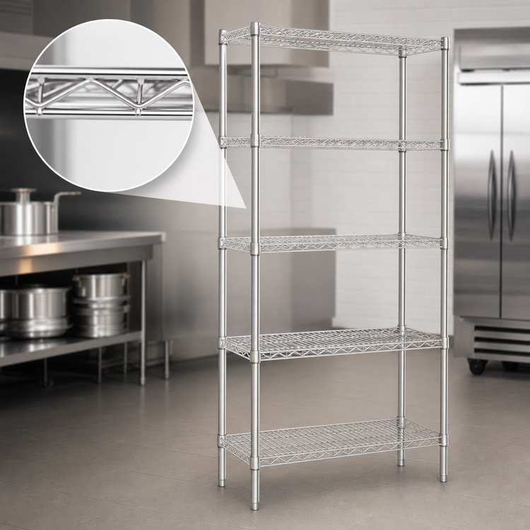 Product image #3 for Eagle Group 5-Tier Wire Shelving Starter Unit, 60 x 24 x 74 Inches, Stainless Steel Finish