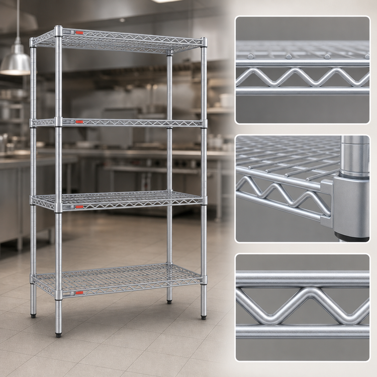 Product image #3 for Eagle Group Valu-Master 4-Tier Starter Wire Shelving Unit, 36" x 24" x 63"