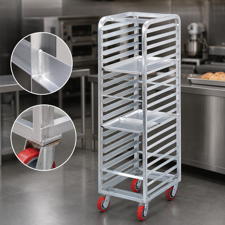 Product image #3 for Channel Lifetime Tough Extra Heavy-Duty Aluminum End-Load Bun Pan Rack with Casters, 12-Pan Capacity