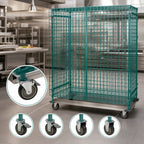 Thumbnail image #3 for Quantum MD2460-70SECP Mobile Wire Security Cage with Dolly Base, Locking Doors, 60W x 24D x 70H, Green Epoxy Finish